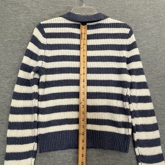 American Eagle Collared Sweater Small Striped Beachy Tenniscore Preppy Coastal - Picture 6 of 11